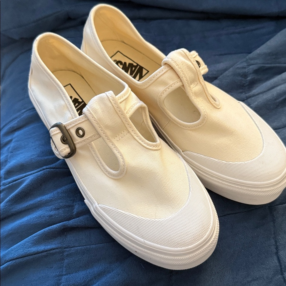 NEW Vans STYLE 93 Beige Canvas White Rubber MARY JANE Sneakers Buckle 8 - Picture 5 of 7